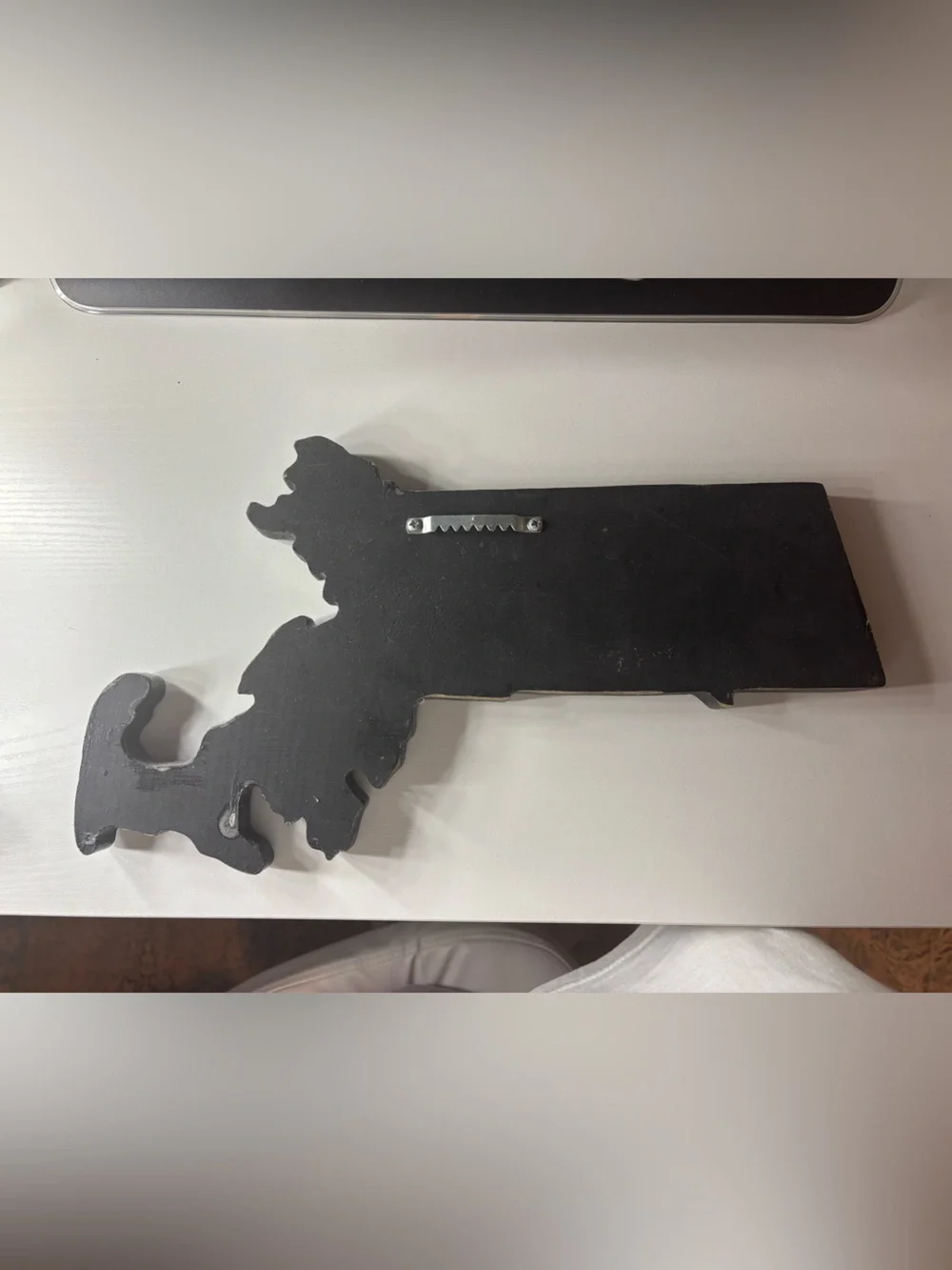 Black Wooden MA Silhouette Wall Decor with Detachable White Heart Accent